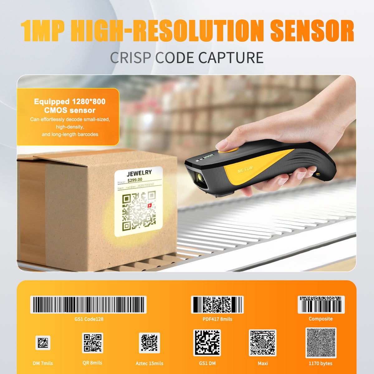 NETUM CS7501 Portable Mini Wireless Barcode Scanner