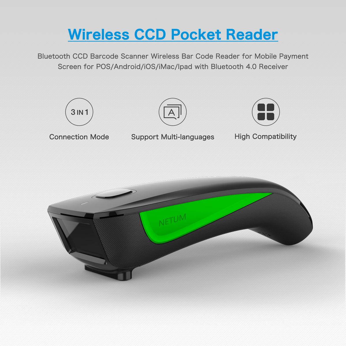 NETUM C740 3-in-1 Wireless 1D CCD Barcode Scanner