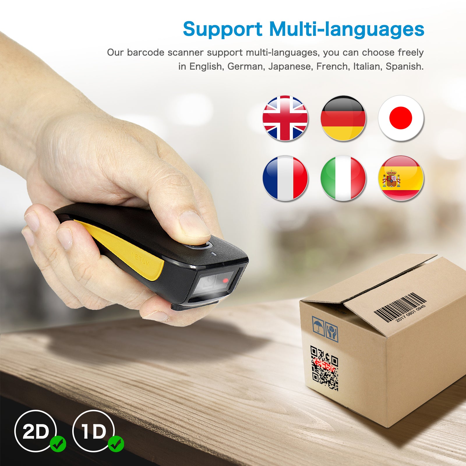 NETUM C750 Mini 3-in-1 Wireless 1D 2D Barcode Scanner