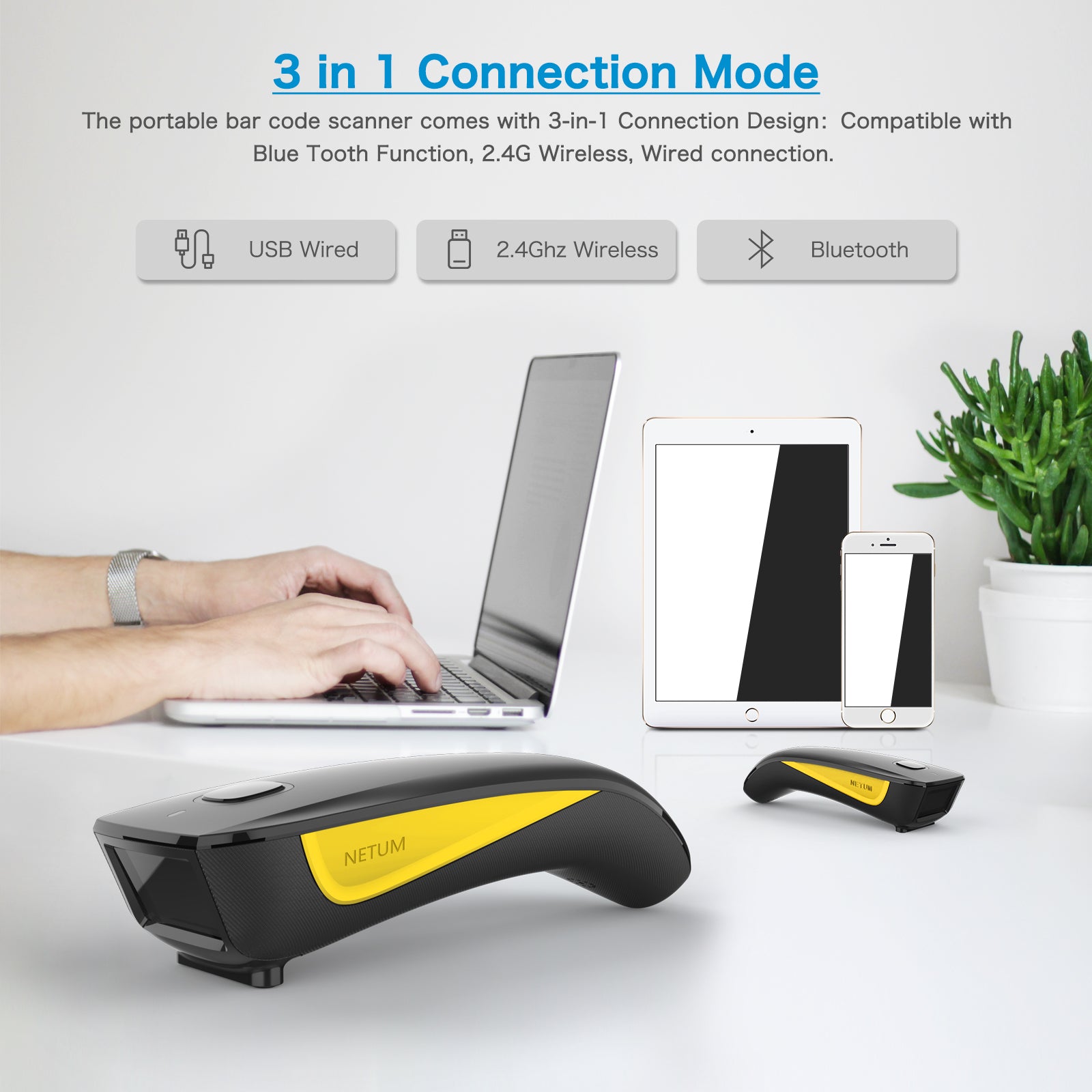 NETUM C750 Mini 3-in-1 Wireless 1D 2D Barcode Scanner