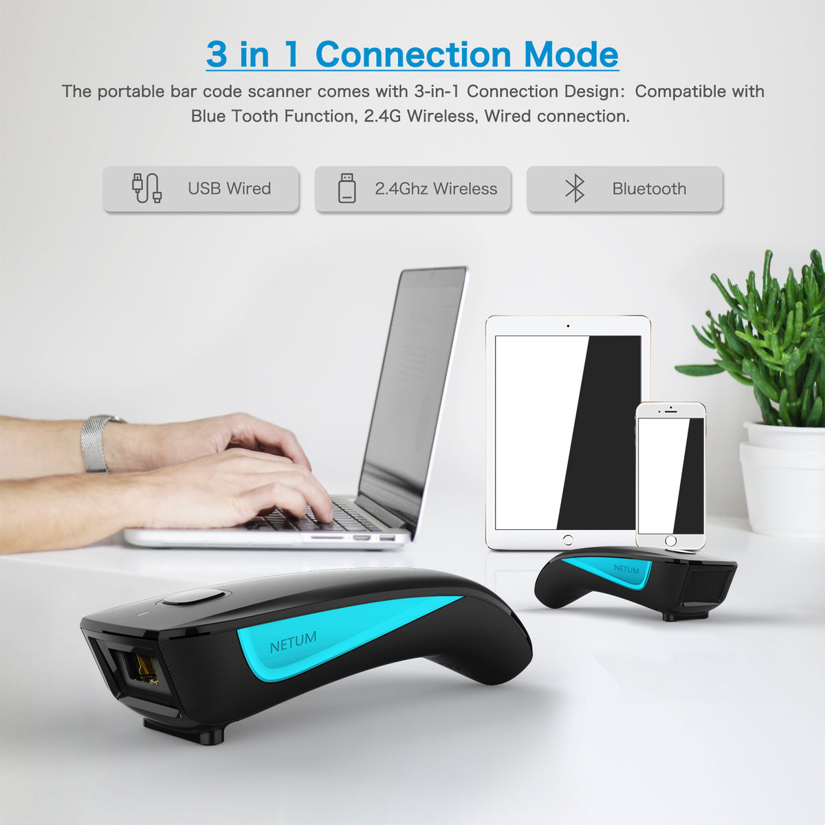 NETUM C830 Portable 1D Laser Wireless Barcode Scanner