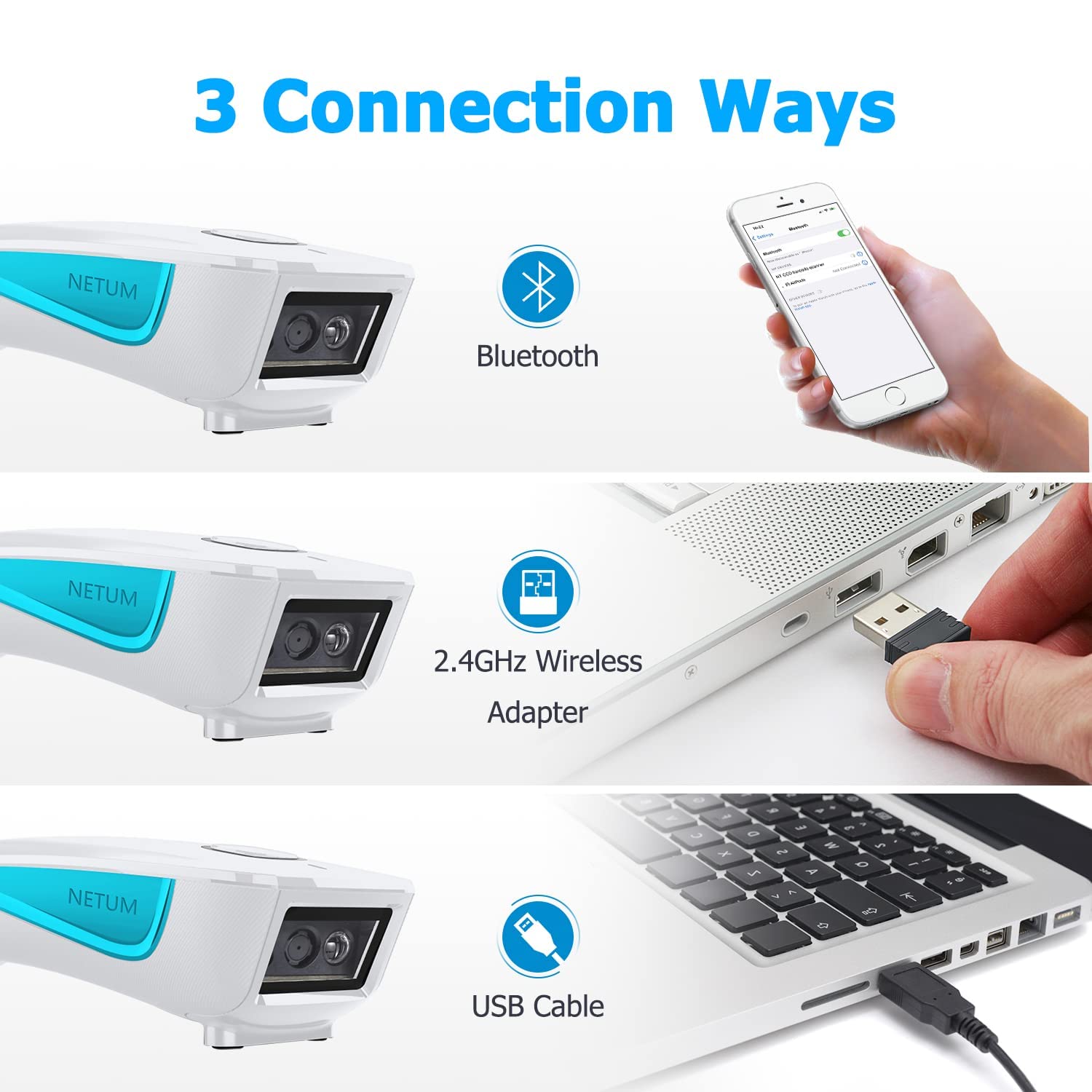 NETUM C850 Portable 2D CMOS Wireless Barcode Scanner
