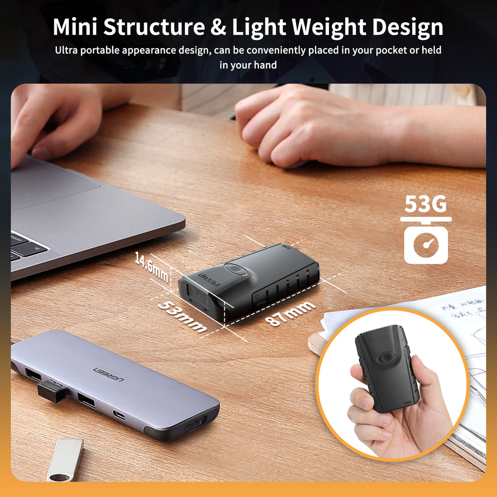 NETUM E800 Mini Portable 2D CMOS Wireless Barcode Scanner