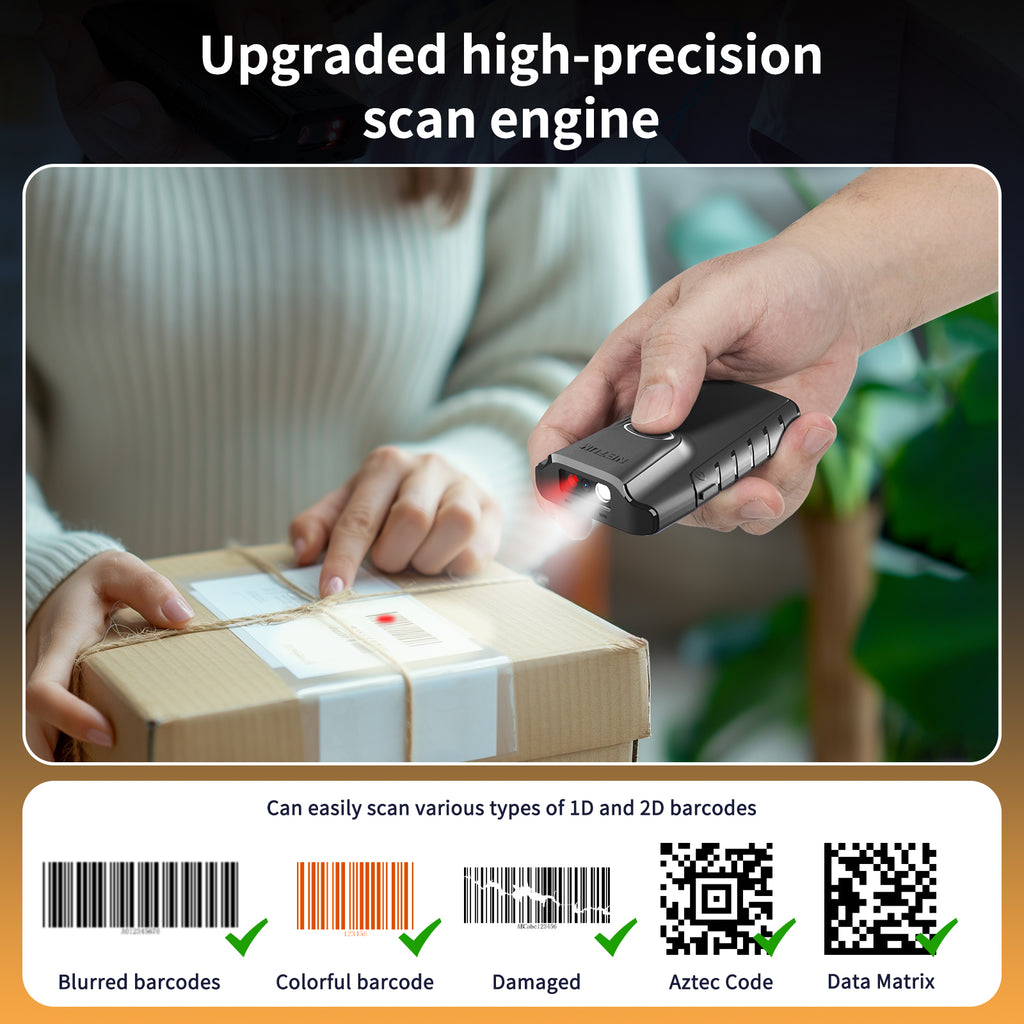 NETUM E800 Mini Portable 2D CMOS Wireless Barcode Scanner