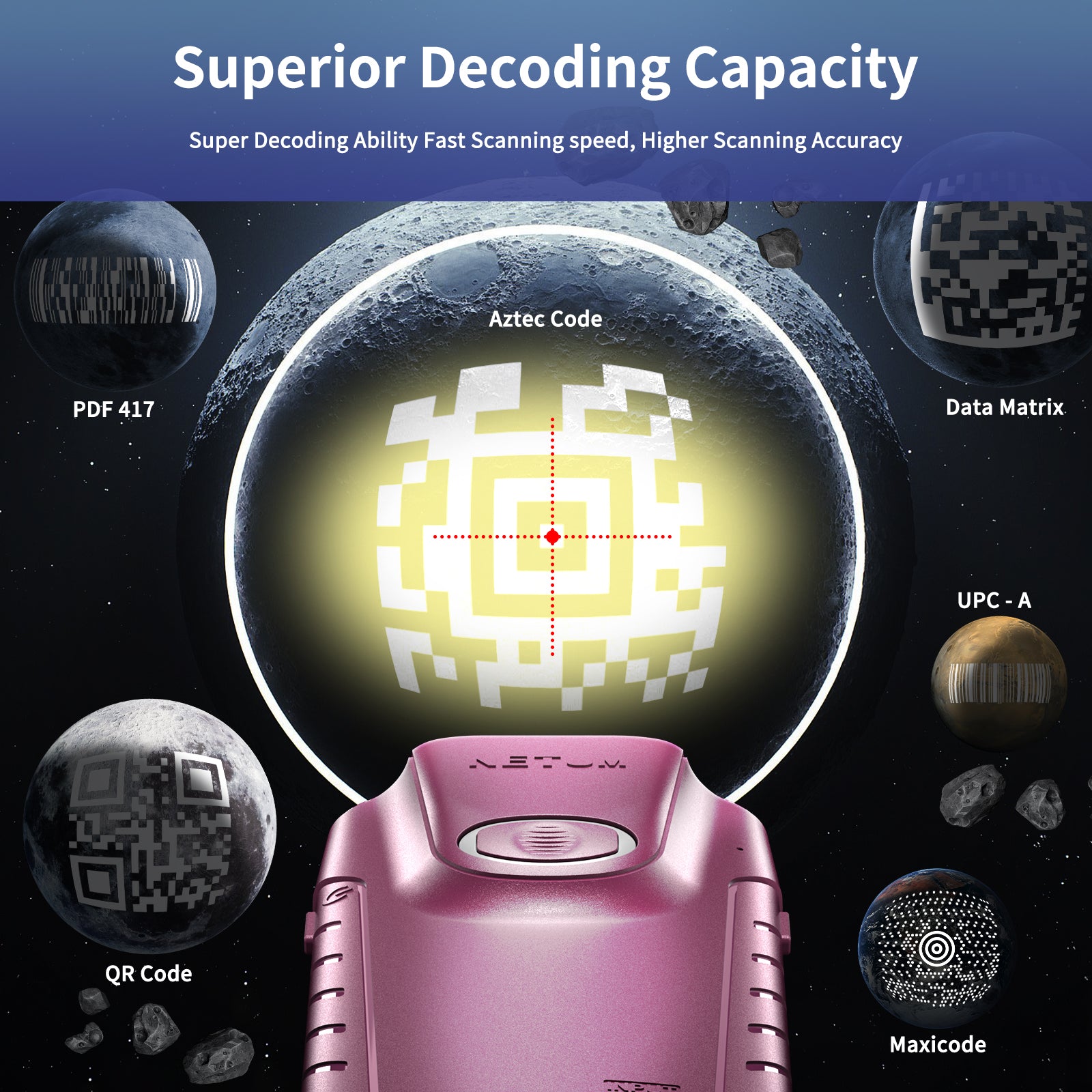 NETUM E900 Portable Back Clip 2D Bluetooth Barcode Scanner