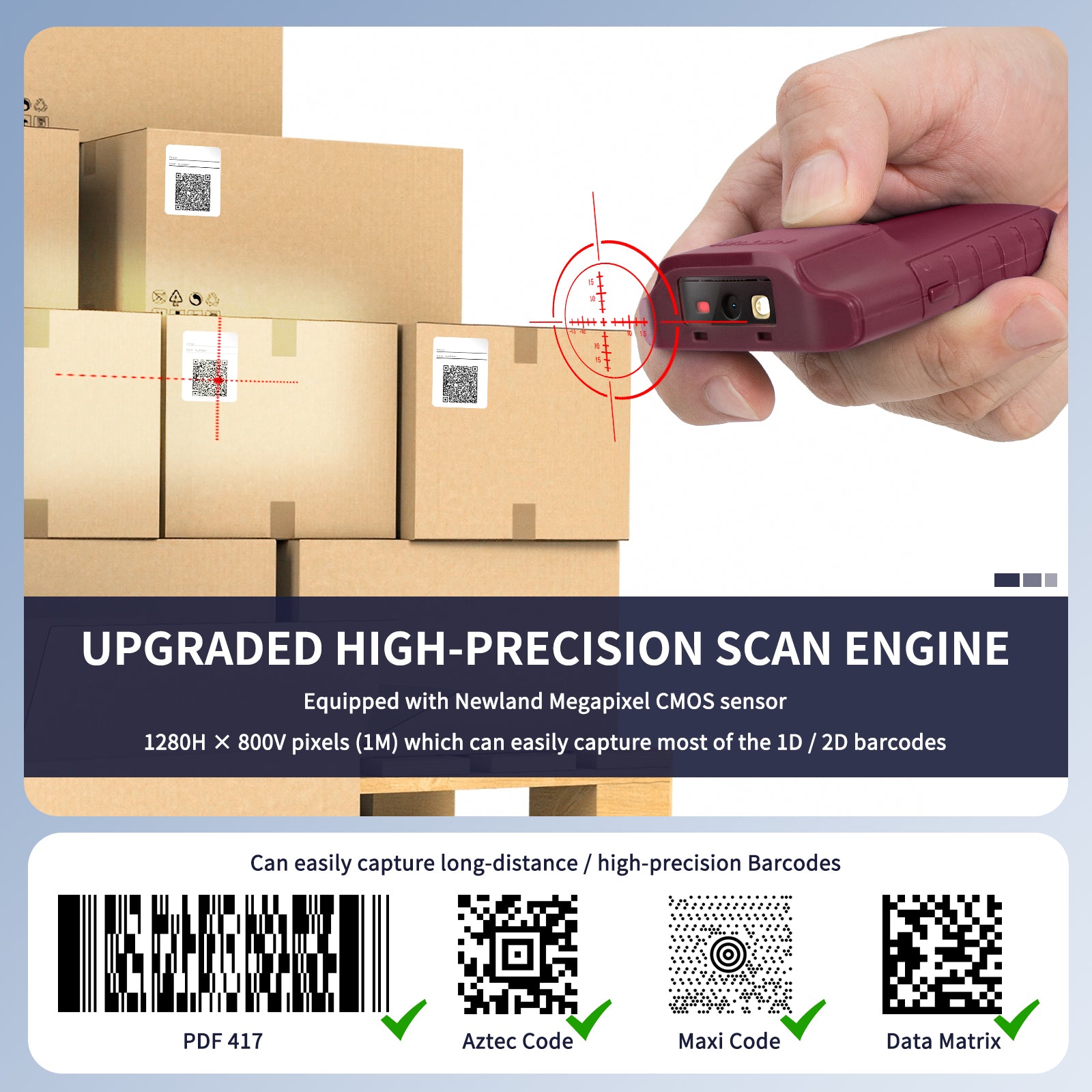 NETUM E900 Portable Back Clip 2D Bluetooth Barcode Scanner