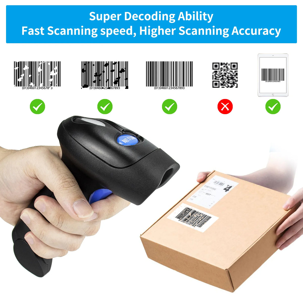 NETUM L6 2.4G Wireless 1D CCD Barcode Scanner