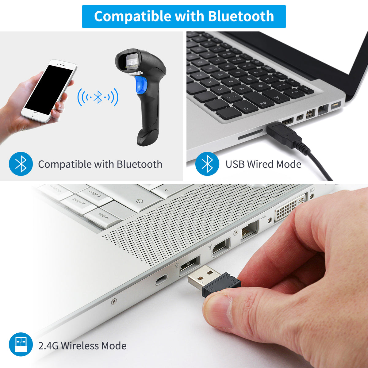 NETUM L8BL Triple-Mode Wireless 2D Barcode Scanner