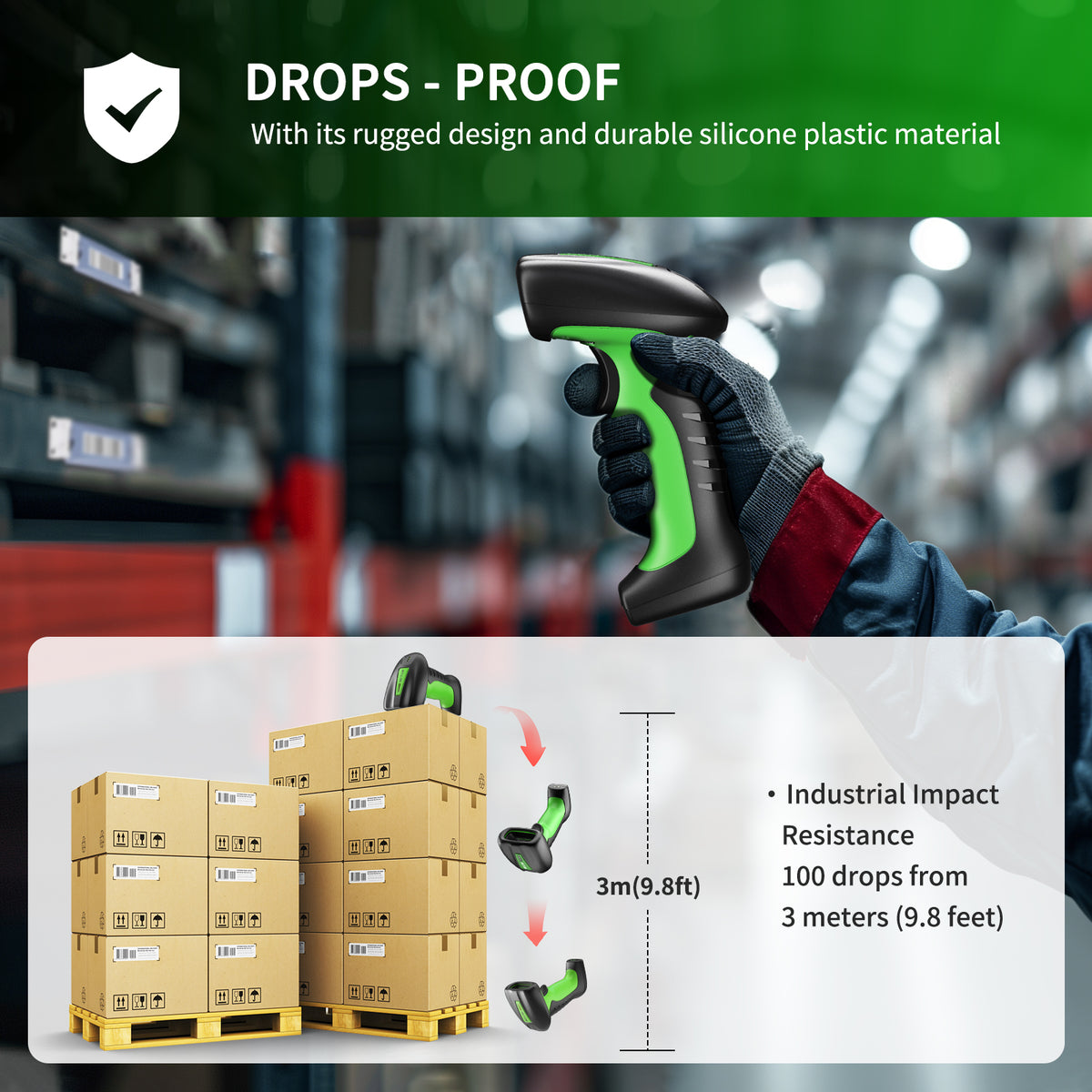 NETUM NT-1900 Rugged Long-Depth 1D 2D Barcode Scanner