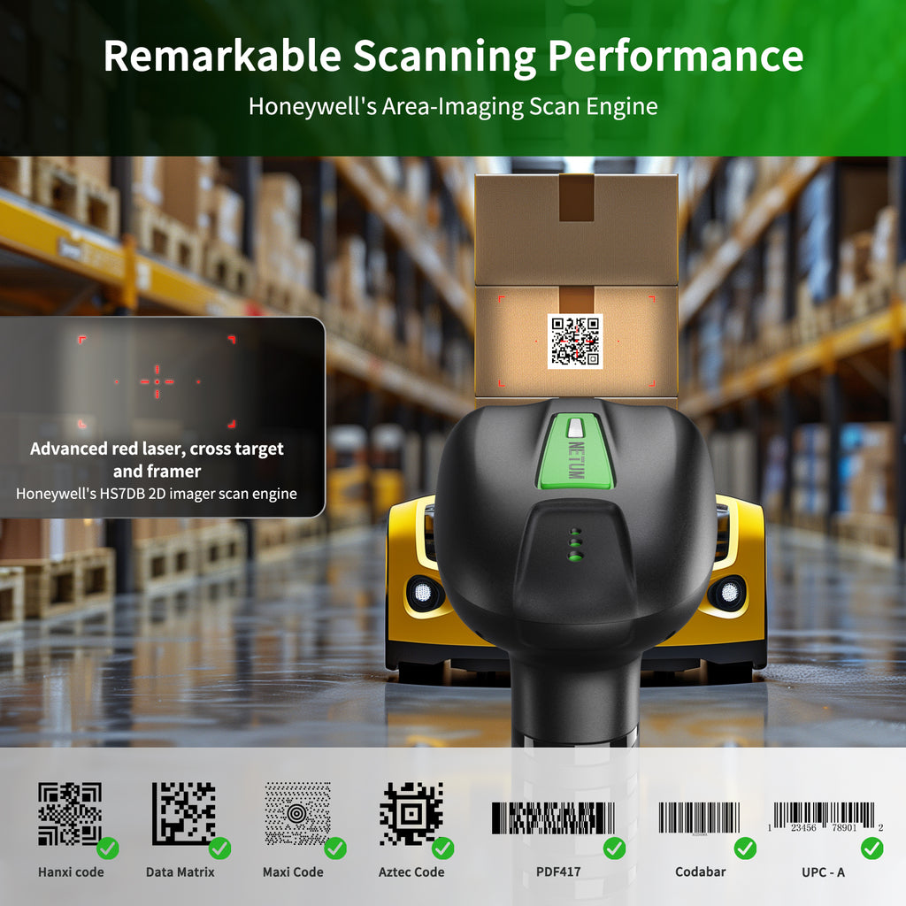 NETUM NT-1900 Rugged Long-Depth 1D 2D Barcode Scanner