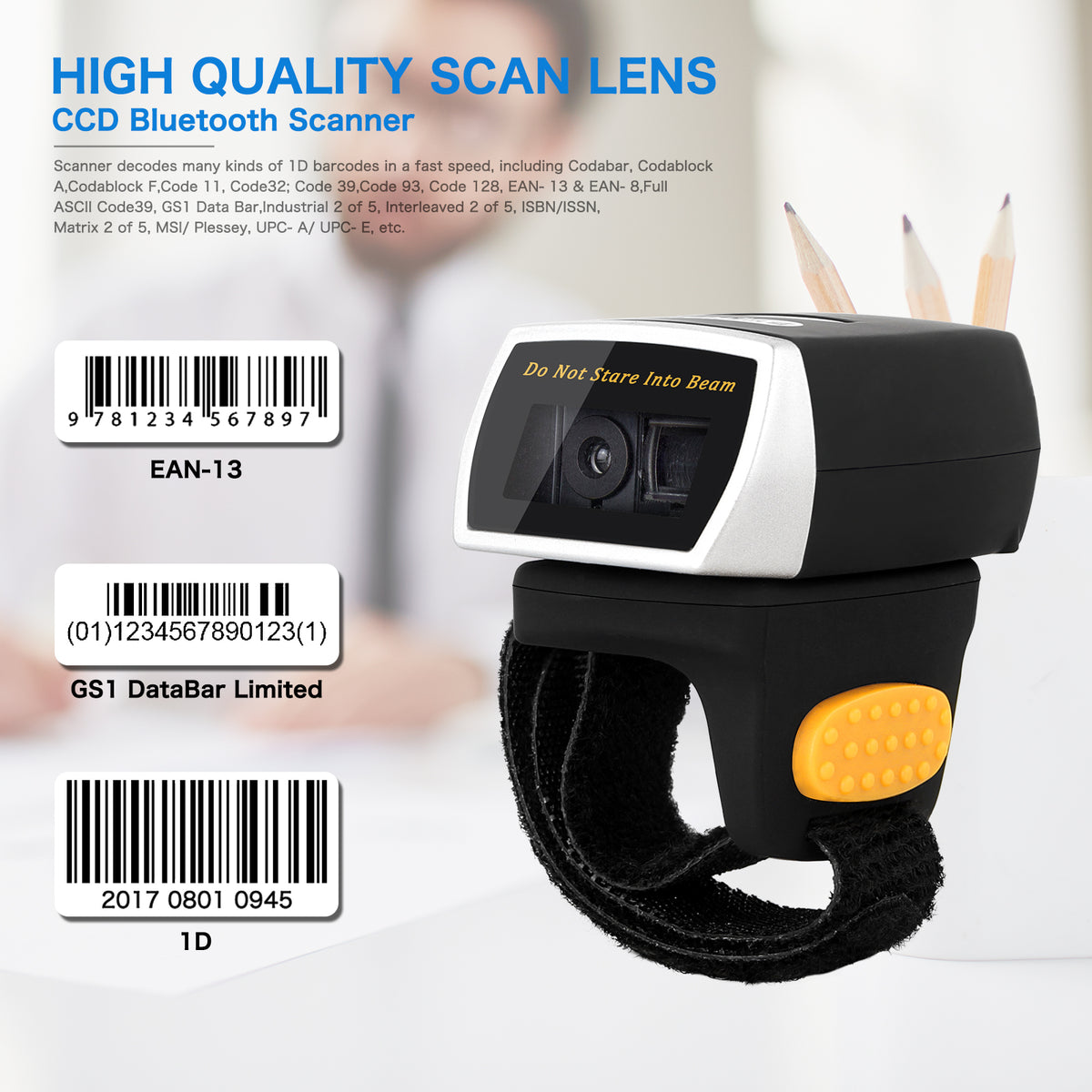 NETUM R3L High-Speed 1D CCD Wearable Ring Wireless Barcode Scanner