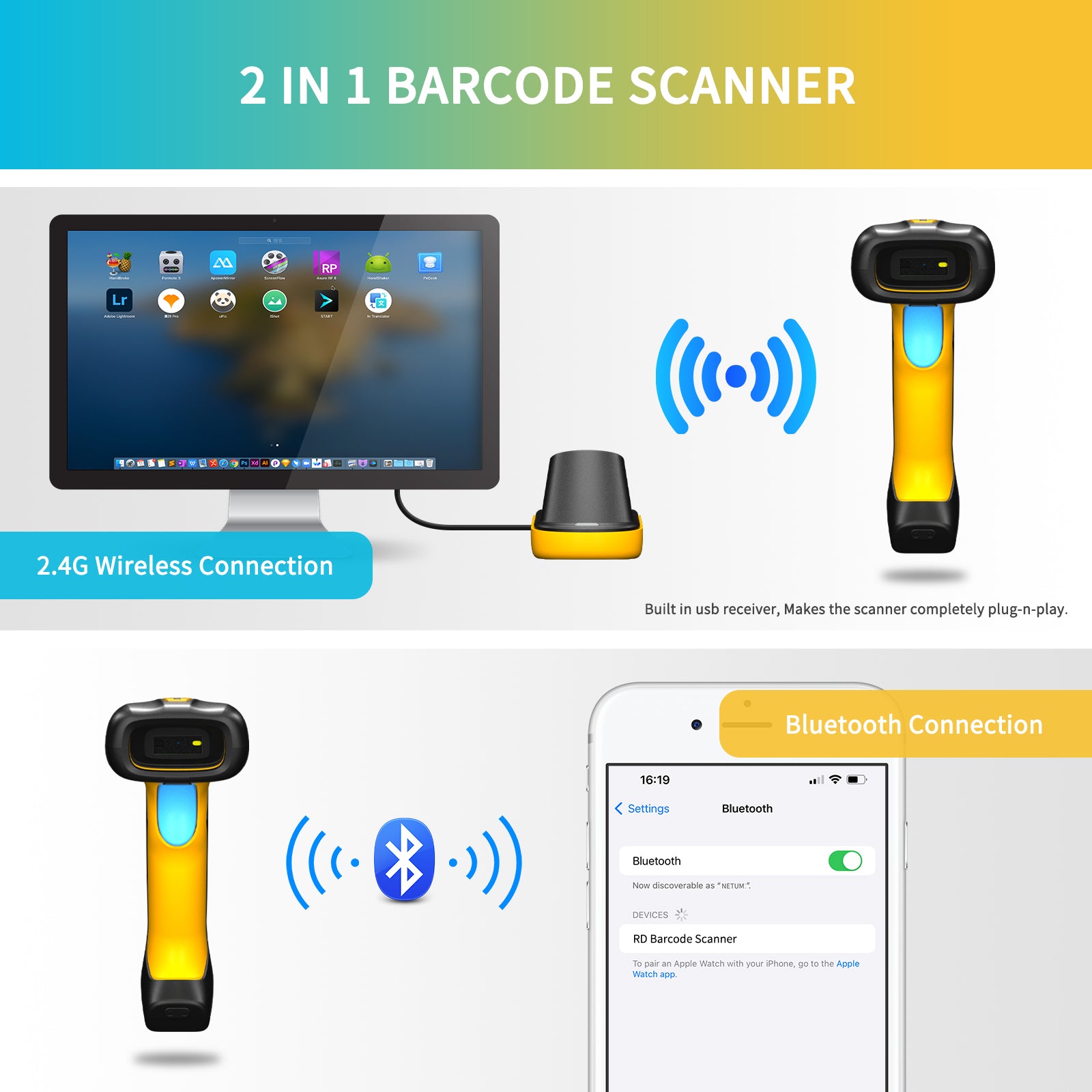 NETUM RD-1200 Rugged Industrial Wireless Barcode Scanner