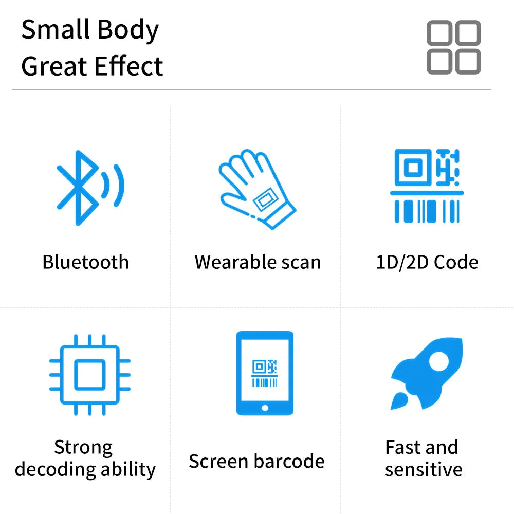 NETUM RS-8000PT Wearable Glove 2D Barcode Scanner