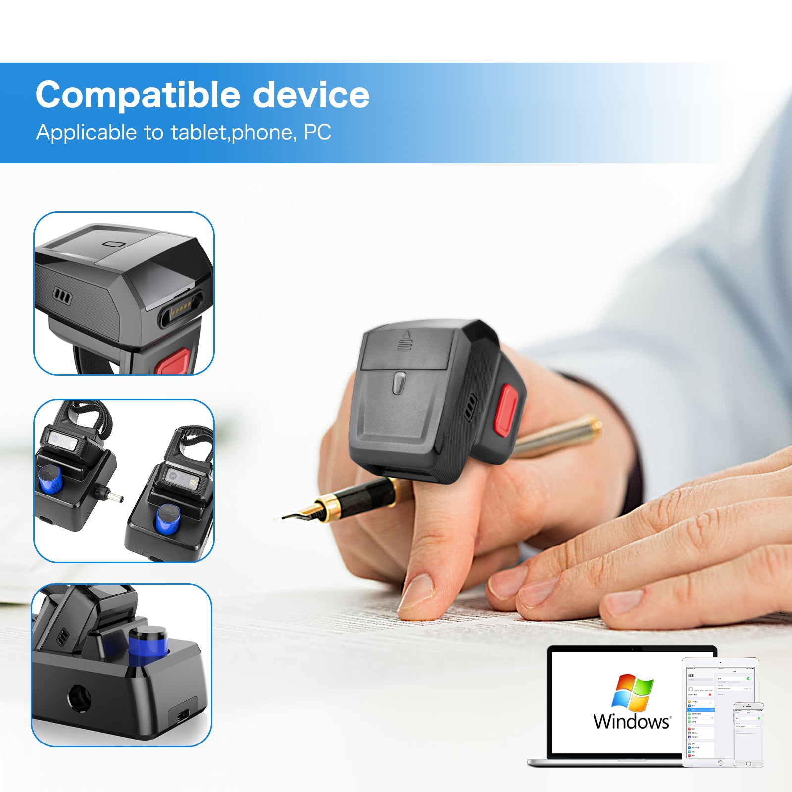 NETUM RS-9000BT Wearable Ring 2D Barcode Scanner