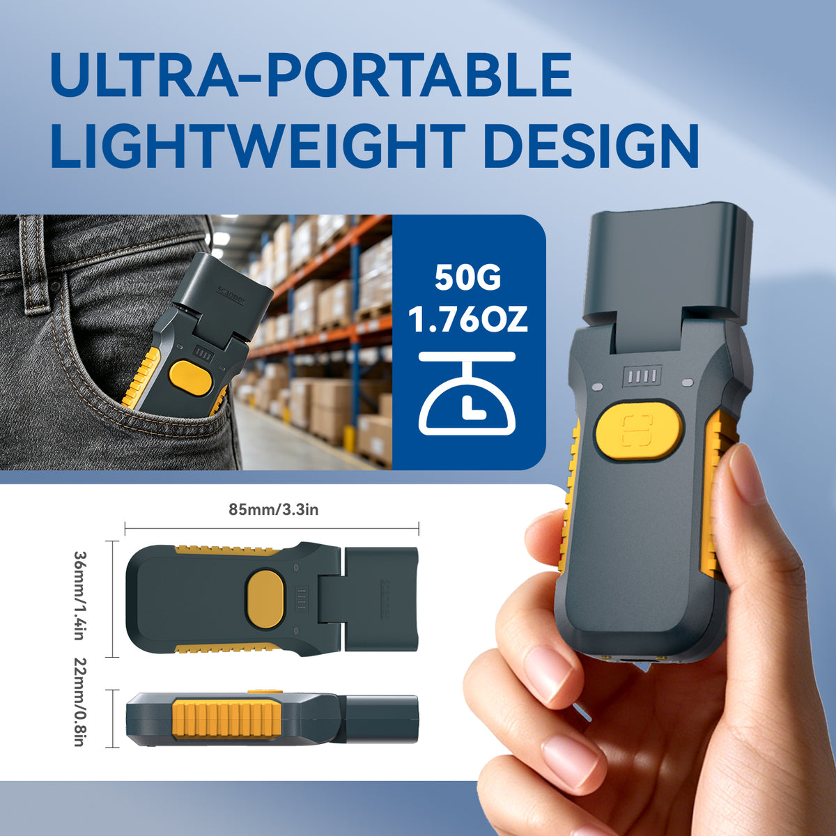 NETUM X-6800 Rugged Industrial 2D Wireless Barcode Scanner with Rotatable Scan Head
