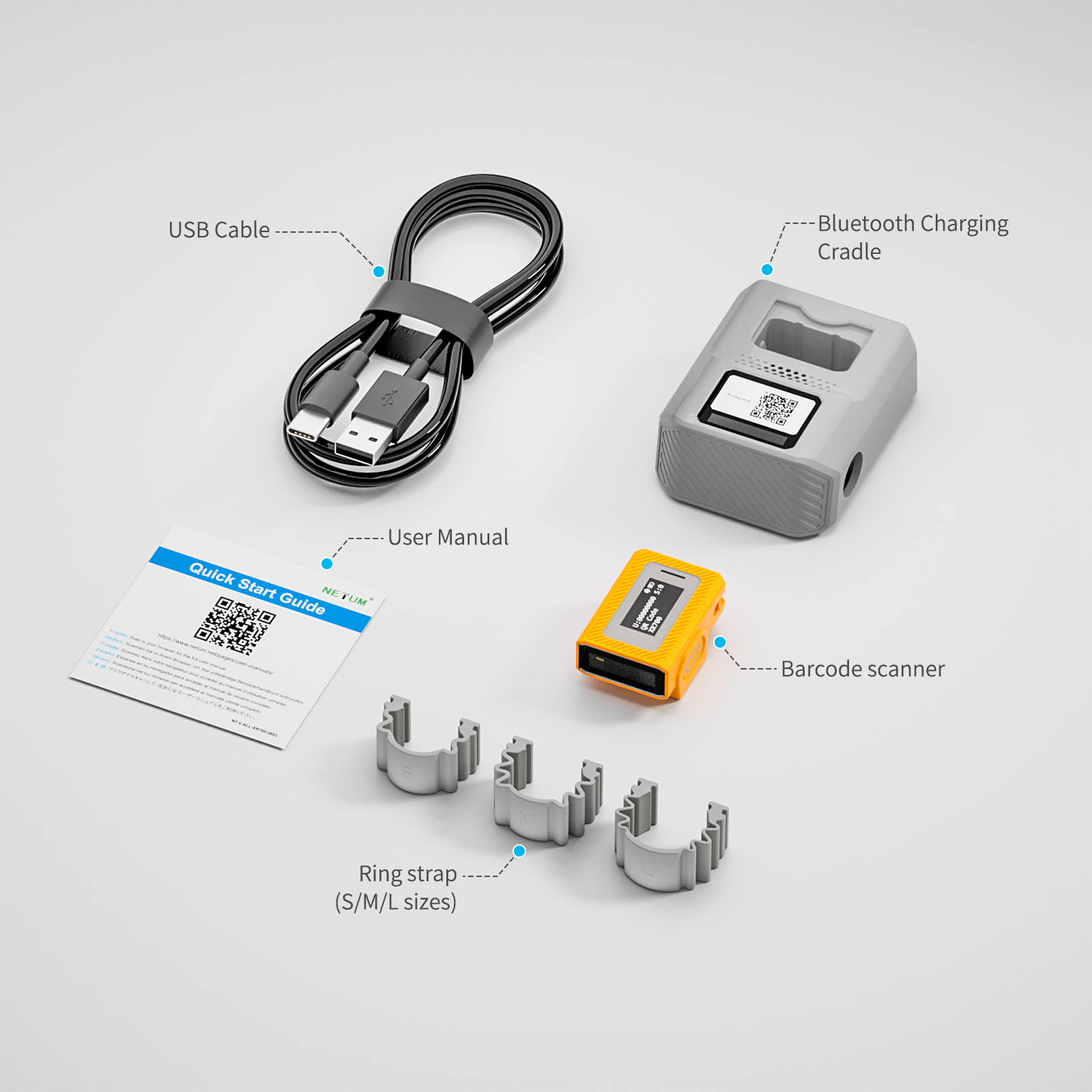 NETUM XR700 IP68 Mini Wearable Finger Ring 2D Barcode Scanner