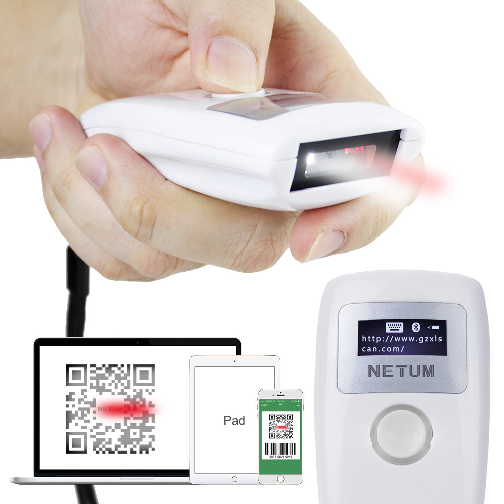 NETUM Z2S Mini 2D Wireless Barcode Scanner with LCD Display Screen