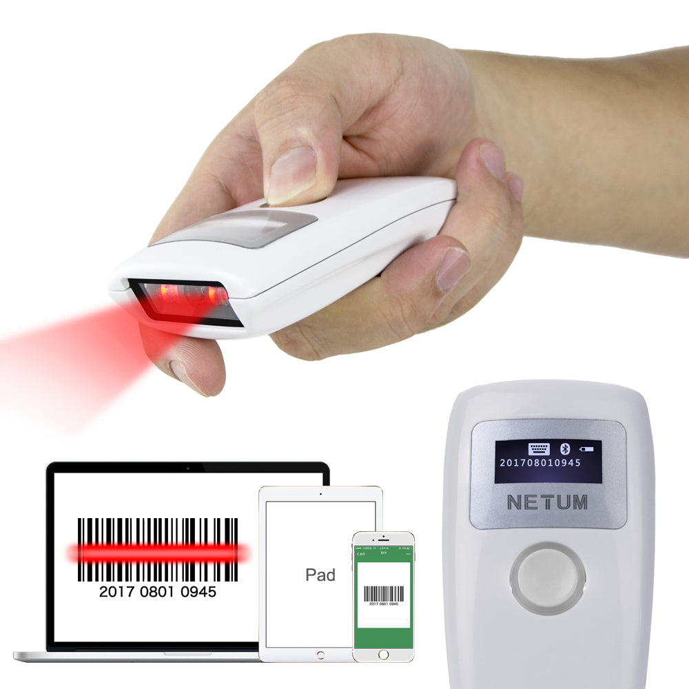 NETUM Z3S Mini 1D CCD Wireless Barcode Scanner with LCD Display Screen