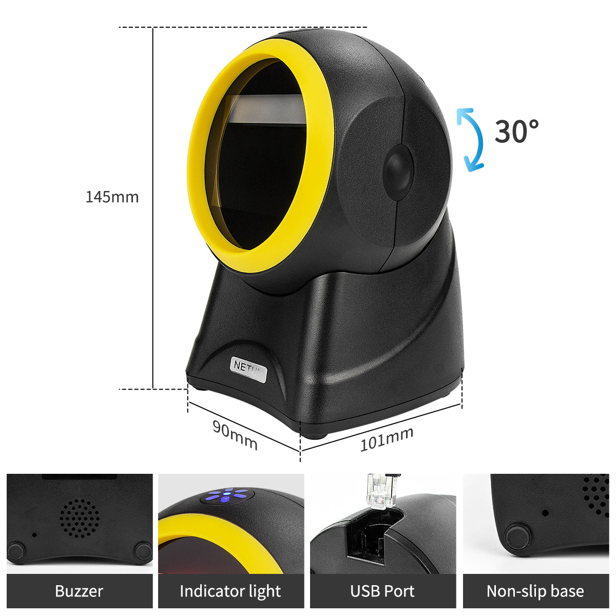 NETUM 2055M Desktop Hands‑Free Barcode Scanner