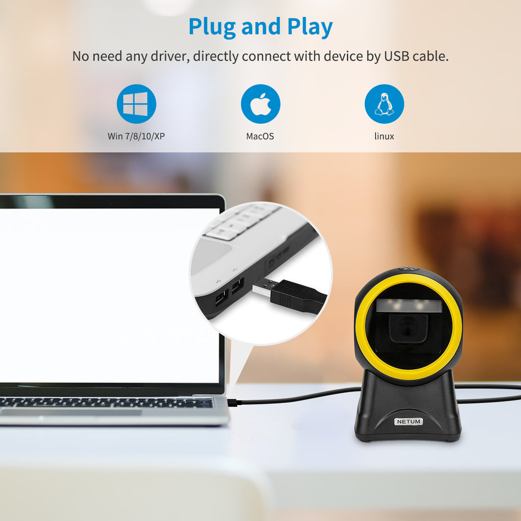 NETUM 2055M Desktop Hands‑Free Barcode Scanner