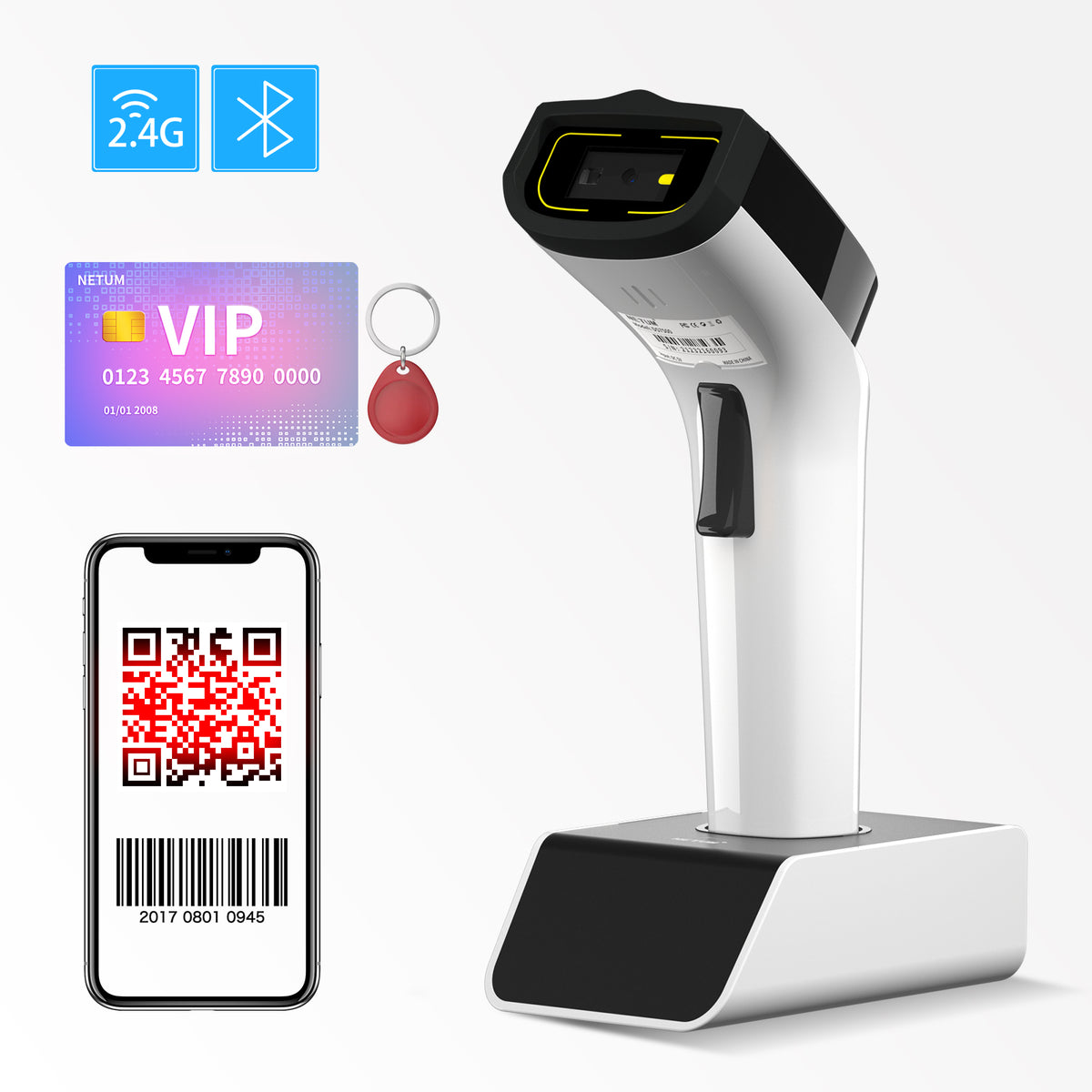 NETUM DS‑8100 Wireless 2D Barcode & HF RFID Scanner