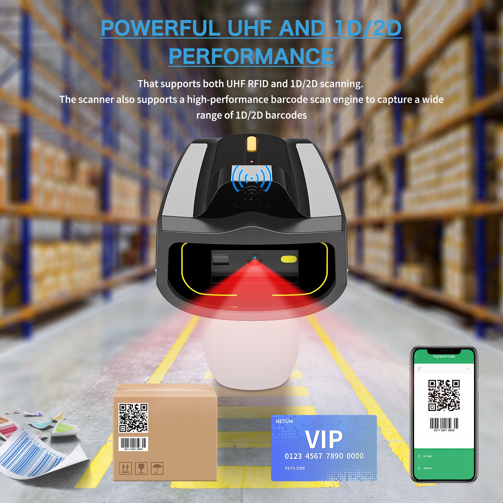 NETUM DS‑8500 Wireless 2D Barcode & UHF RFID Scanner