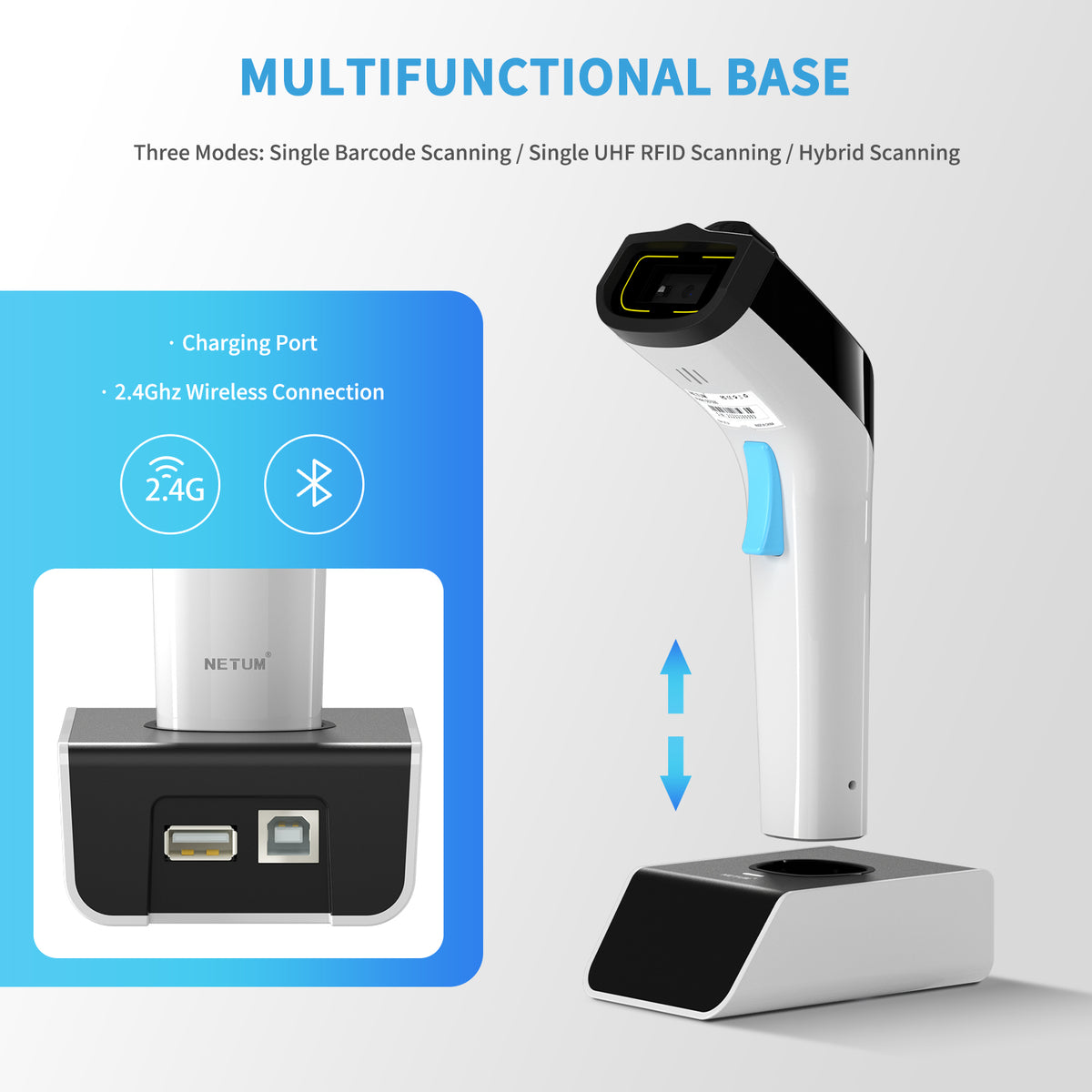 NETUM DS‑8500 Wireless 2D Barcode & UHF RFID Scanner