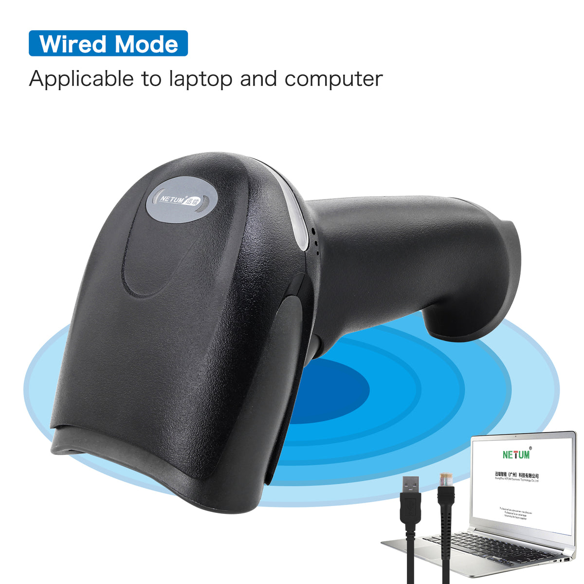 NETUM F20 Wired CCD 1D Barcode Scanner