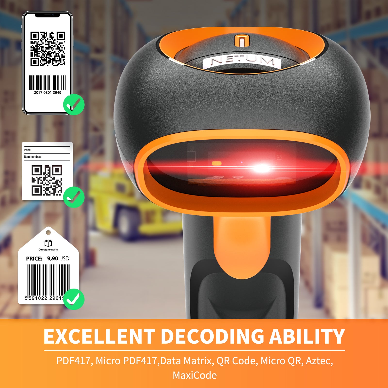 NETUM K5 Wired 2D Barcode Scanner
