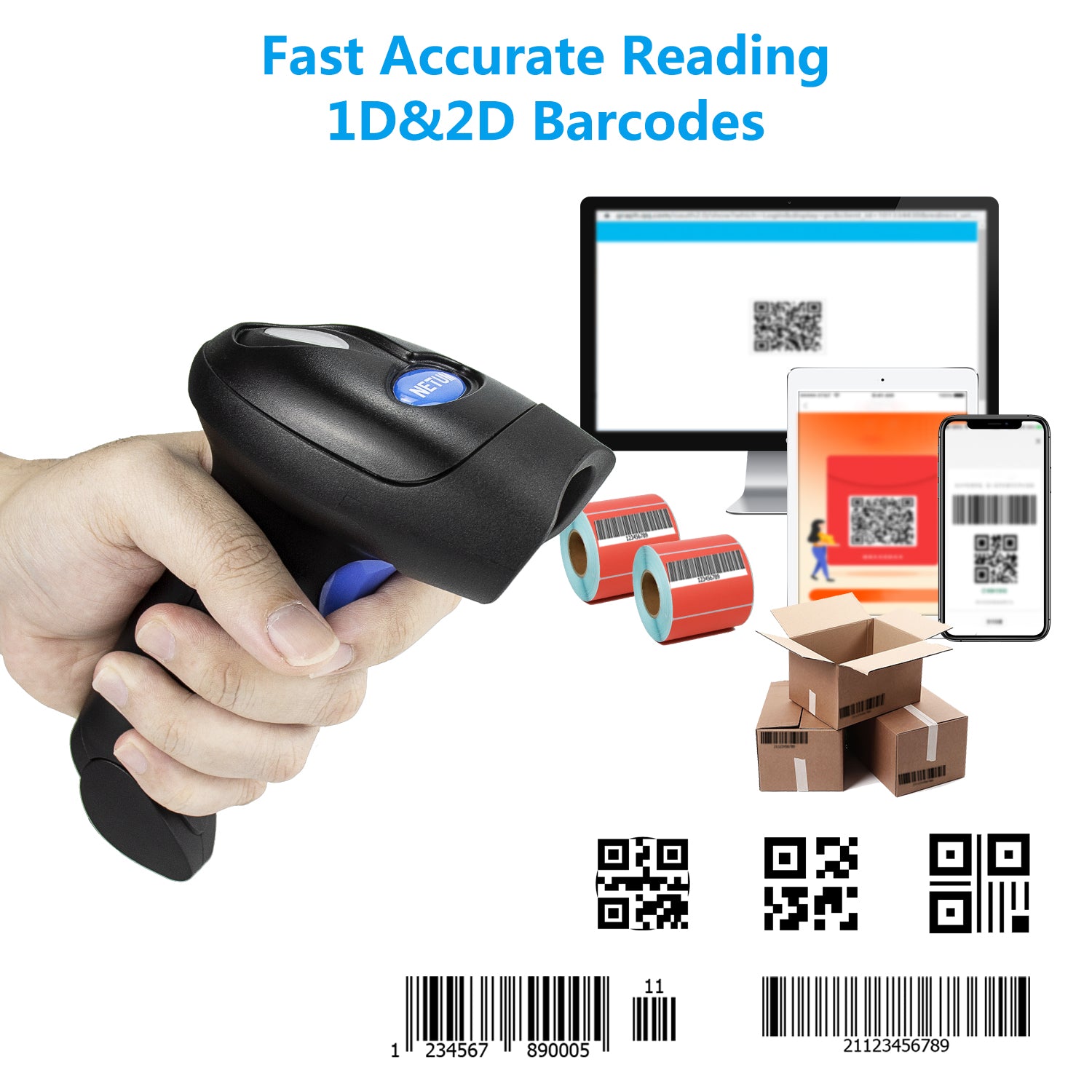 NETUM L8 Triple‑Mode Wireless 2D Barcode Scanner