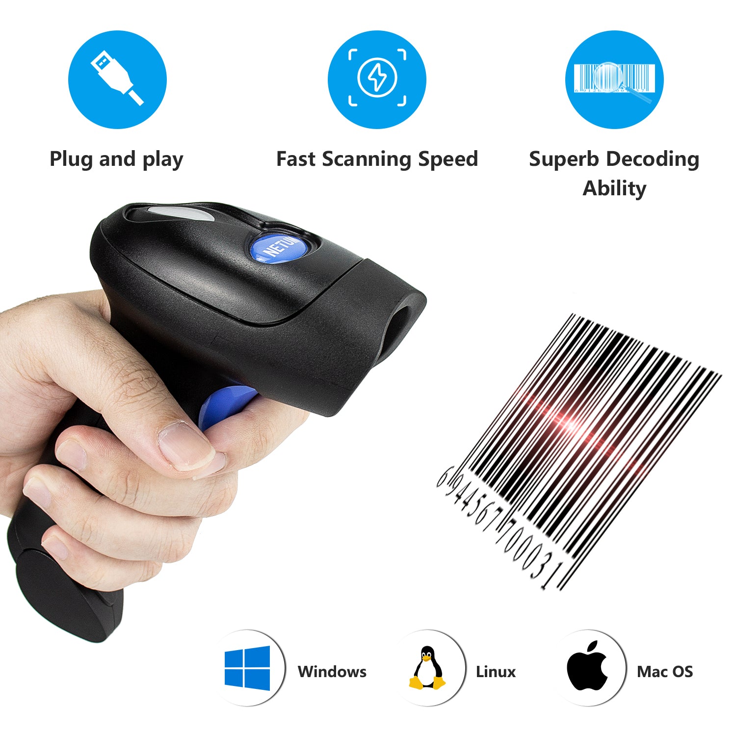 NETUM L8 Triple‑Mode Wireless 2D Barcode Scanner