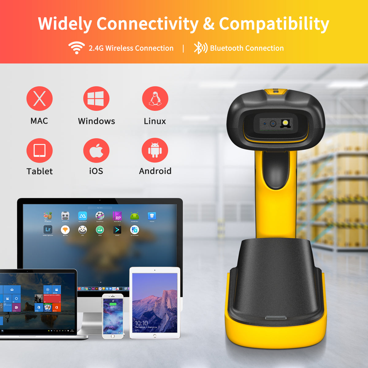 NETUM NT‑1202W Rugged Industrial 1D 2D Barcode Scanner