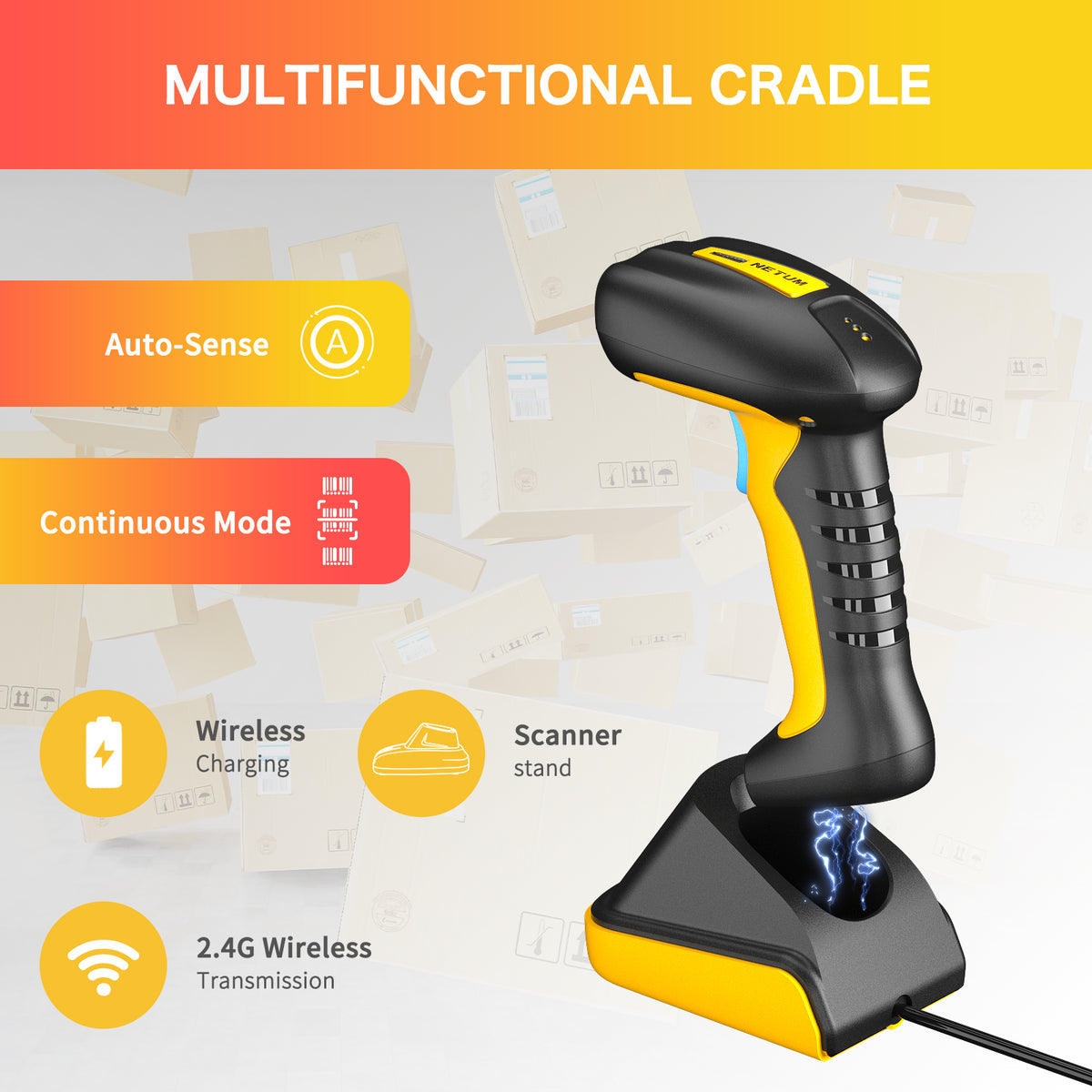 NETUM NT‑1202W Rugged Industrial 1D 2D Barcode Scanner