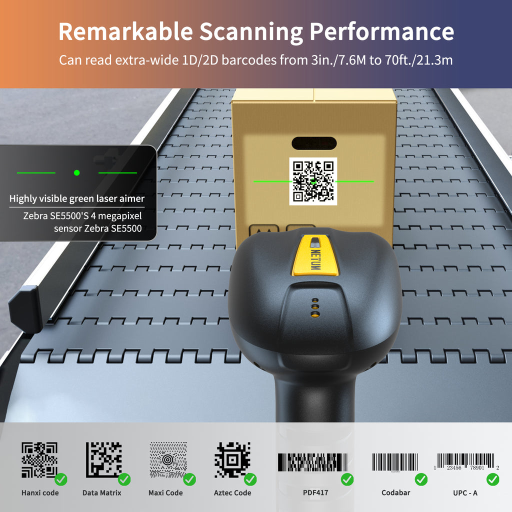 NETUM NT‑1203L Rugged Long‑Range 1D 2D Barcode Scanner