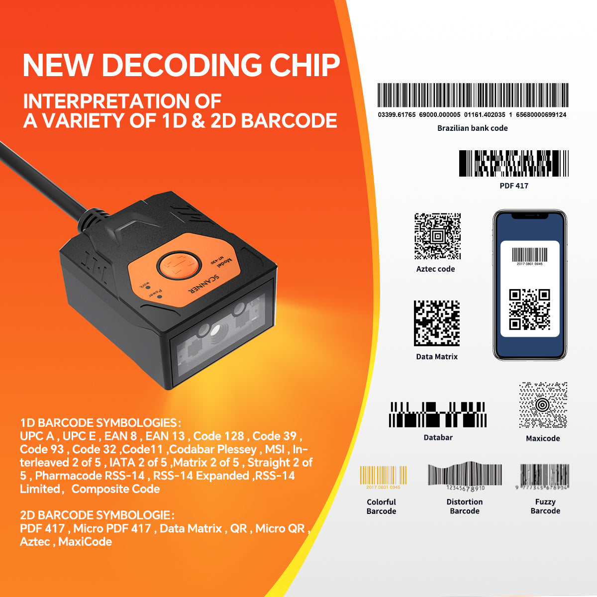 NETUM NT‑430 Mini Industrial Fixed Mount Barcode Reader