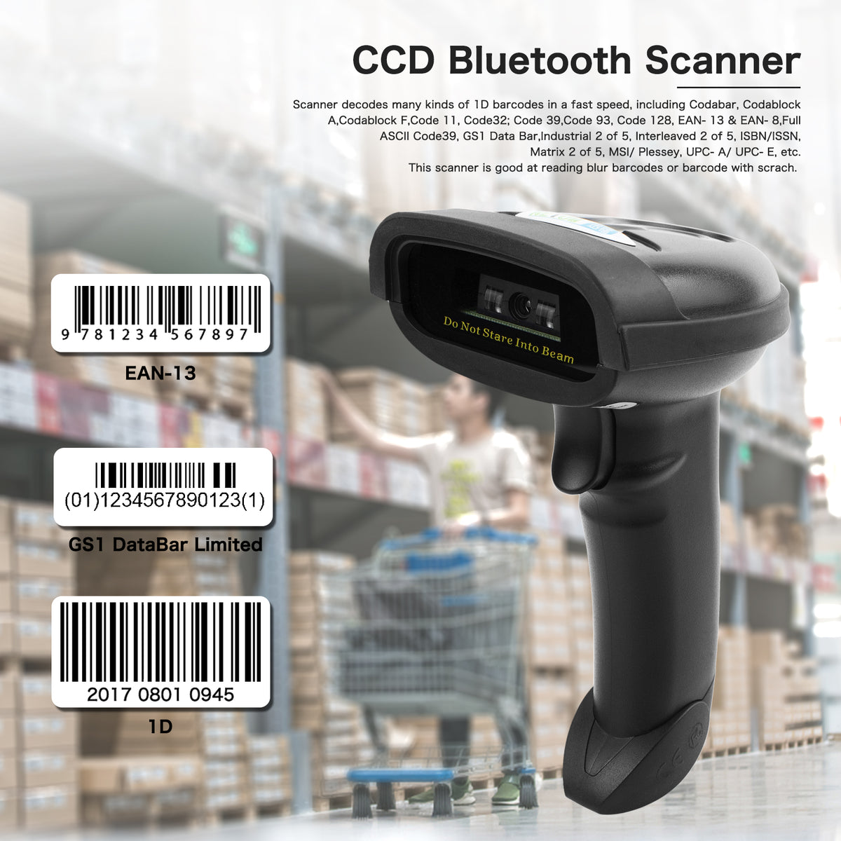 NETUM NT‑1228BC Bluetooth 5.0 Wireless CCD 1D Barcode Scanner