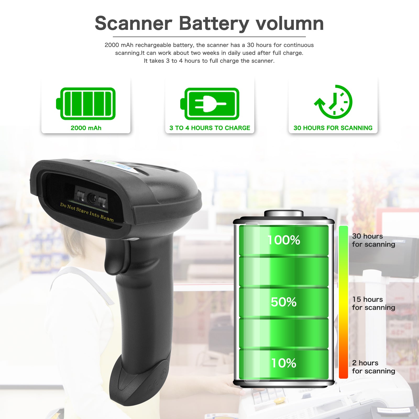 NETUM NT‑1228BC Bluetooth 5.0 Wireless CCD 1D Barcode Scanner