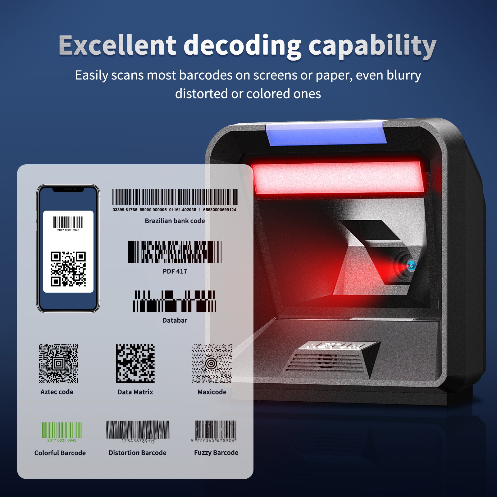 NETUM NT‑2085 Pro Omnidirectional Desktop Barcode Scanner