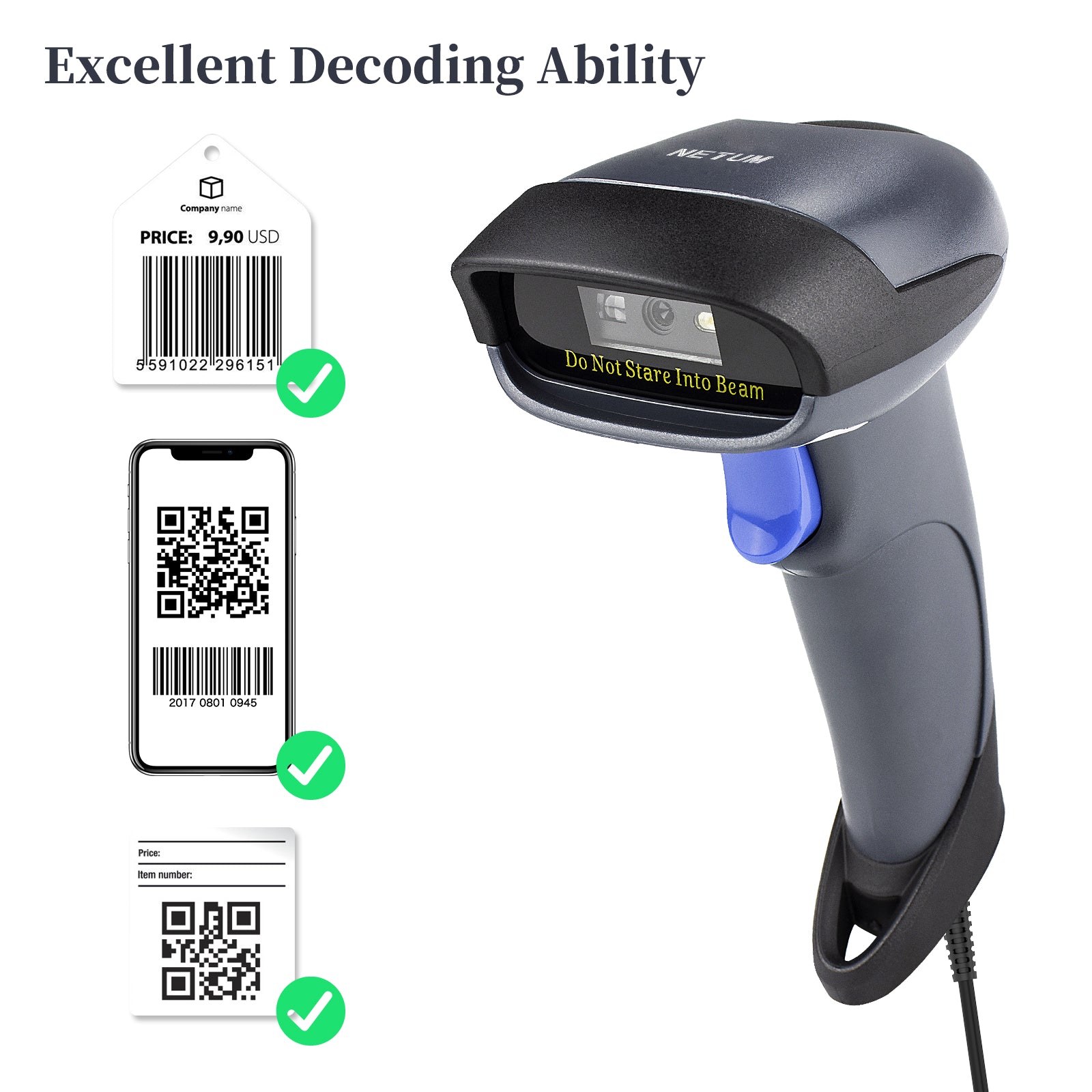 NETUM NT‑M5 Wired 2D Barcode Scanner