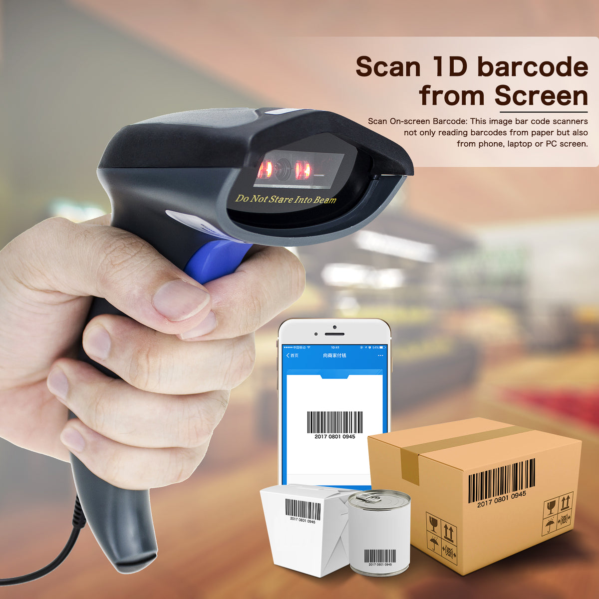 NETUM W3 Wired CCD 1D Barcode Scanner