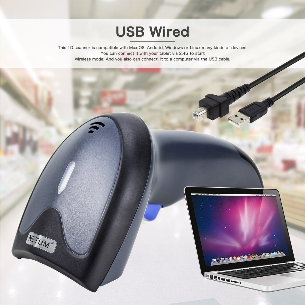 NETUM W3 Wired CCD 1D Barcode Scanner