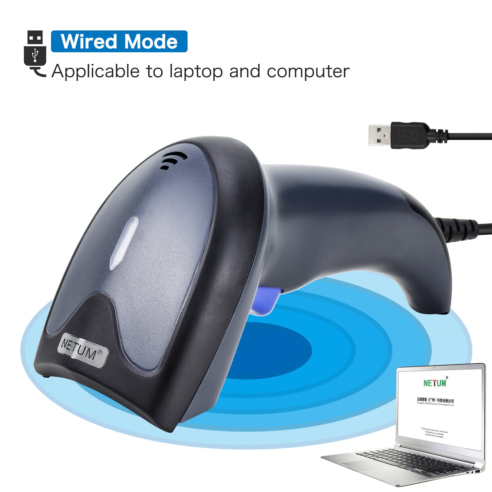 NETUM W3 Wired CCD 1D Barcode Scanner